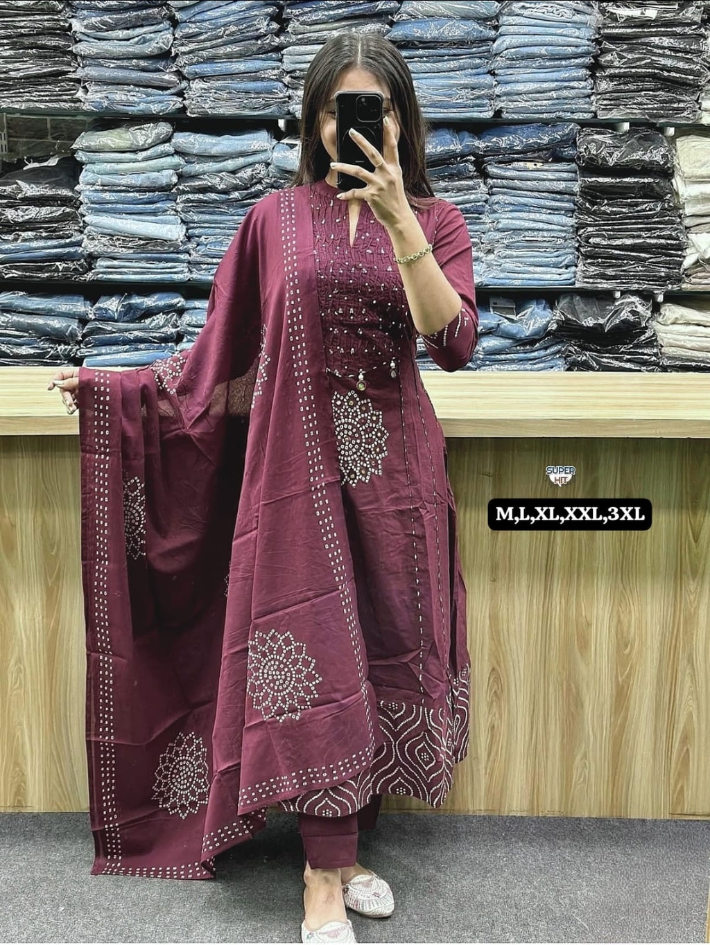 Premium Cotton Anarkali Kurti Set with Dupatta – Festive Collection