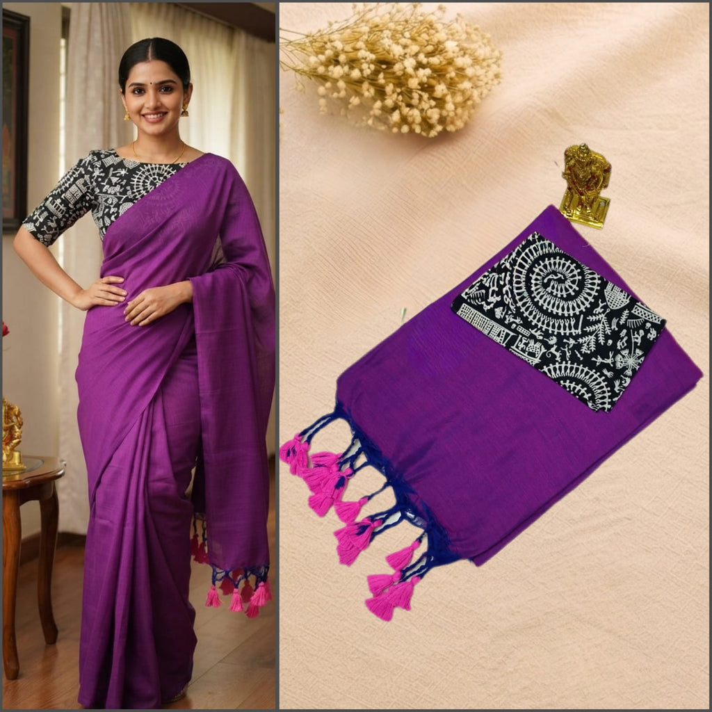 Linen Saree with Designer Blouse