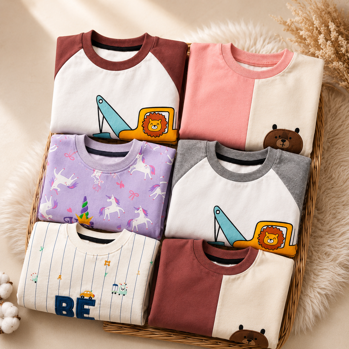 Kids Korean Fancy Winter Sweatshirt Set