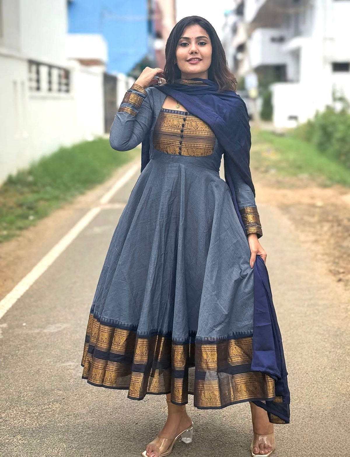 Super Trendy Traditional Chanderi Cotton Dress Set