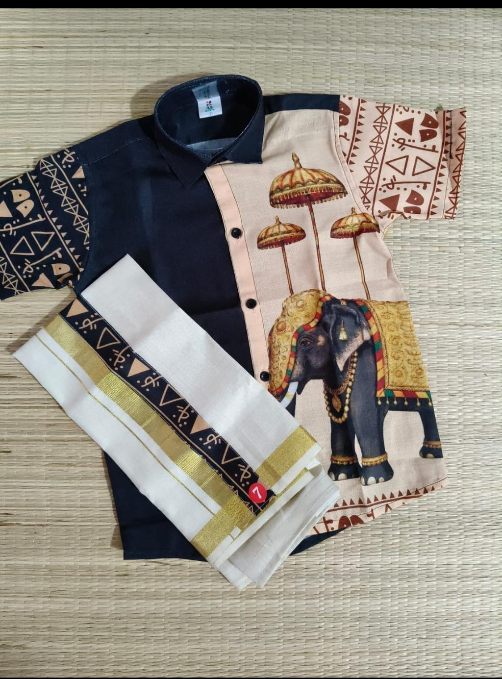 Premium Kids' Festive Shirt & Mundu Set