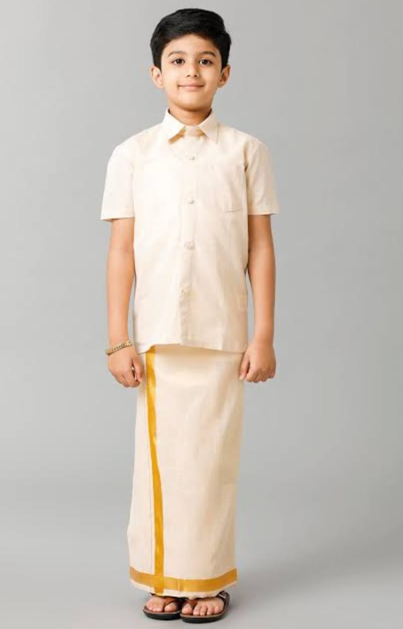 Kids Dhoti Shirt Set – Tissue Silk