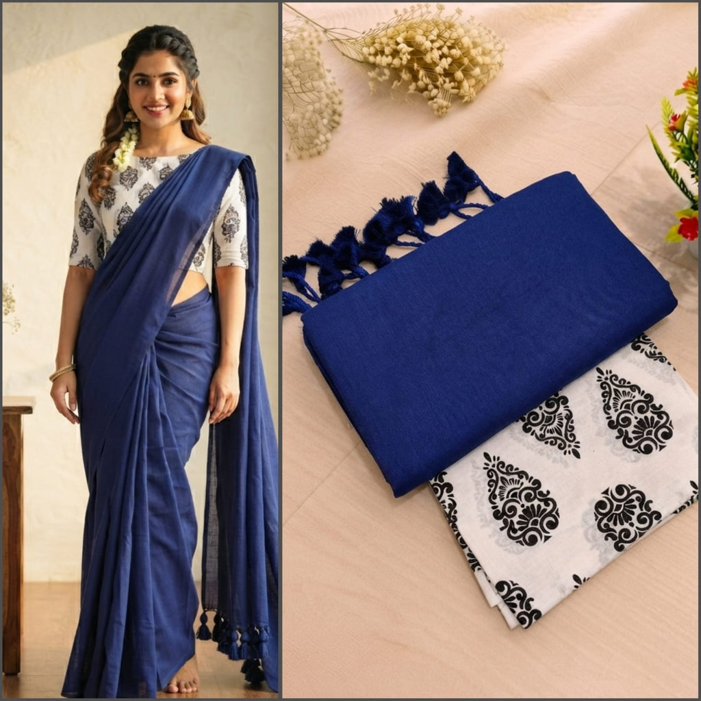 Linen Saree with Designer Blouse