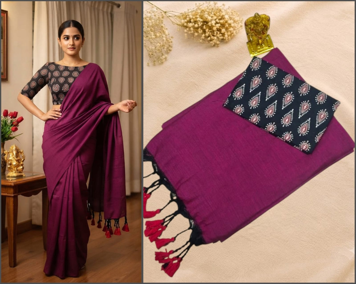 Linen Saree with Designer Blouse