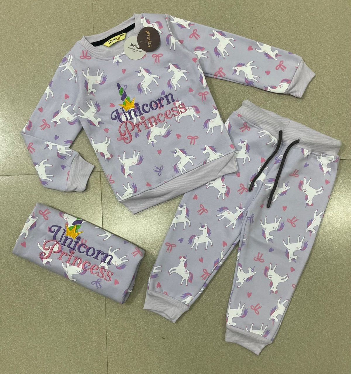Kids Korean Fancy Winter Sweatshirt Set