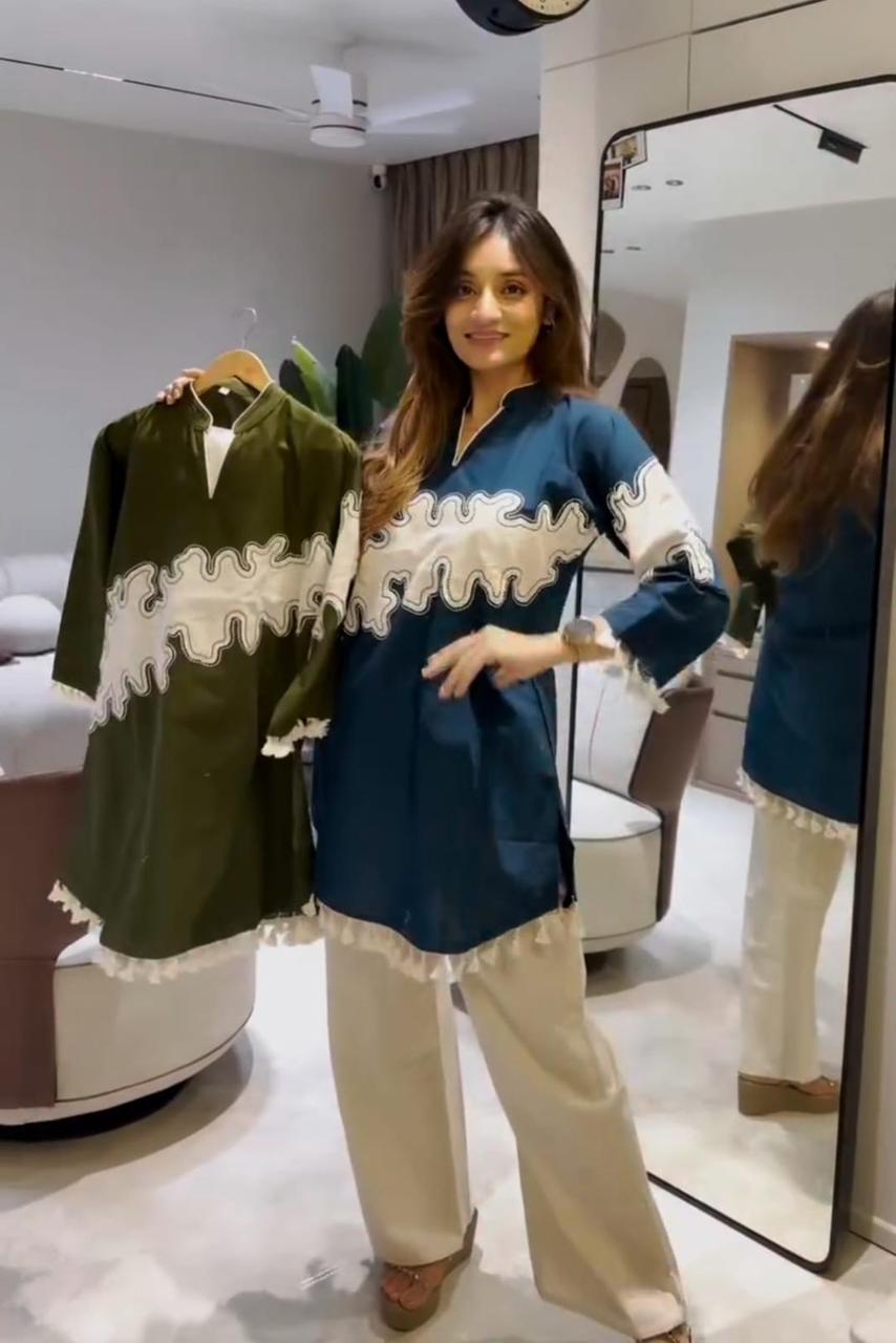 Elegant Embroidered Kurti Palazzo Co-ord Set