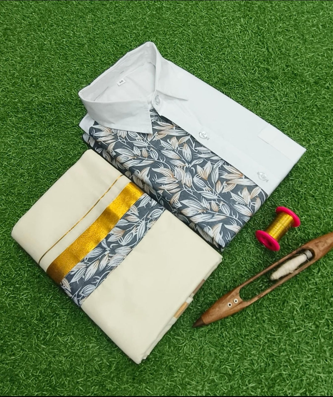 Premium Kerala Kasavu Mundu & Shirt Combo Set