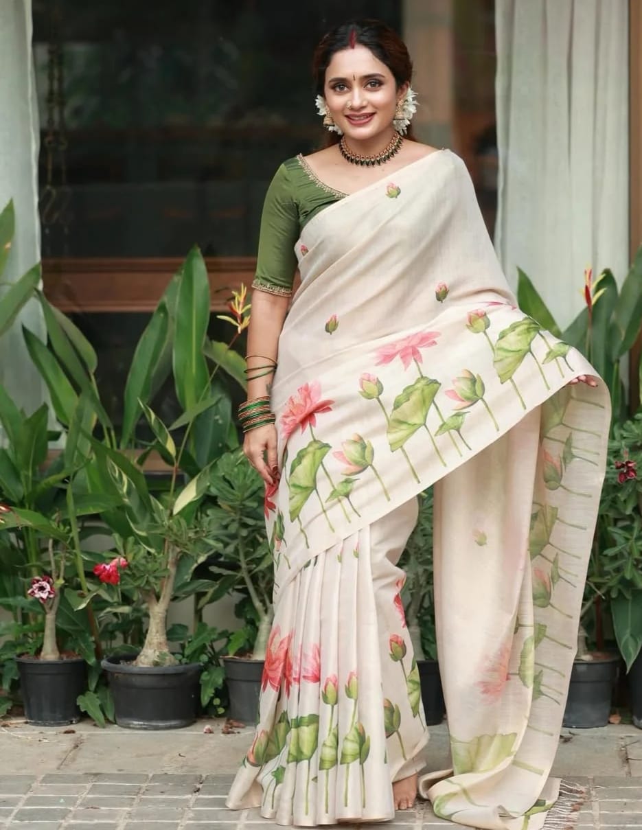 Premium Soft Tissue Silk Saree – Floral Digital Print