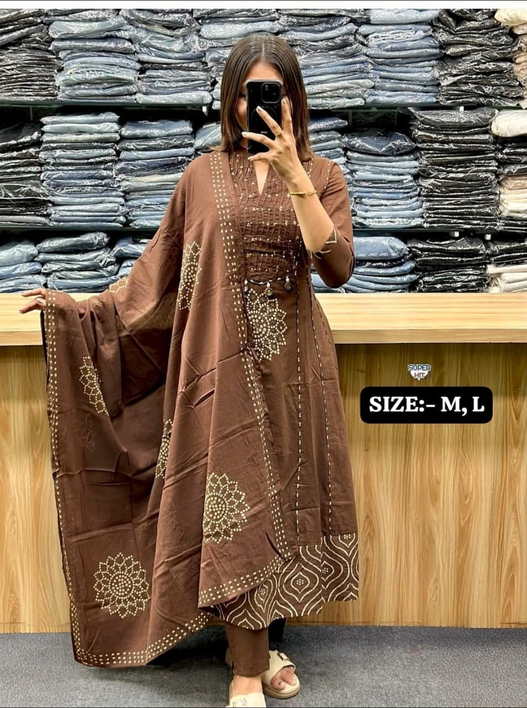 Premium Cotton Anarkali Kurti Set with Dupatta – Festive Collection