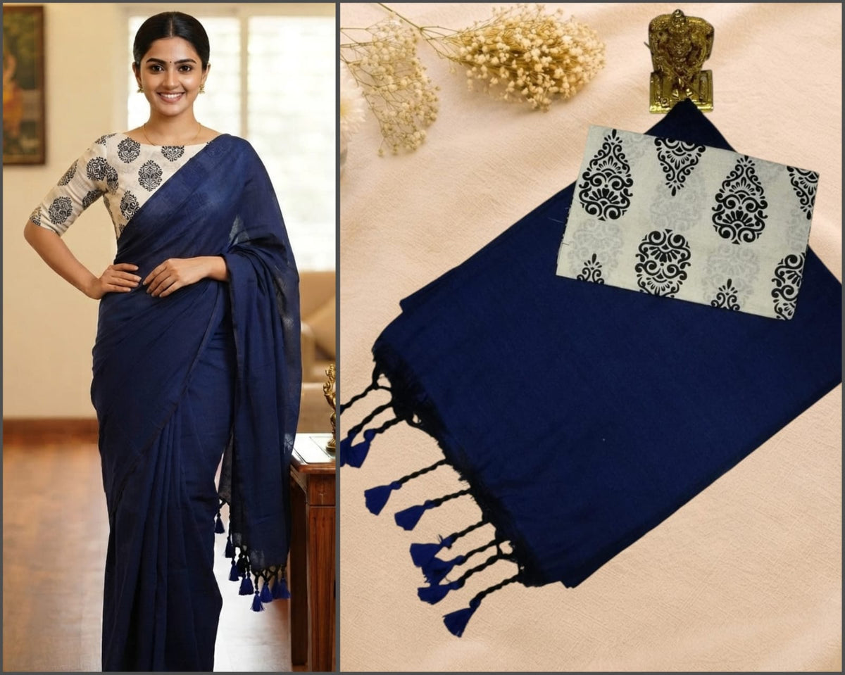 Linen Saree with Designer Blouse