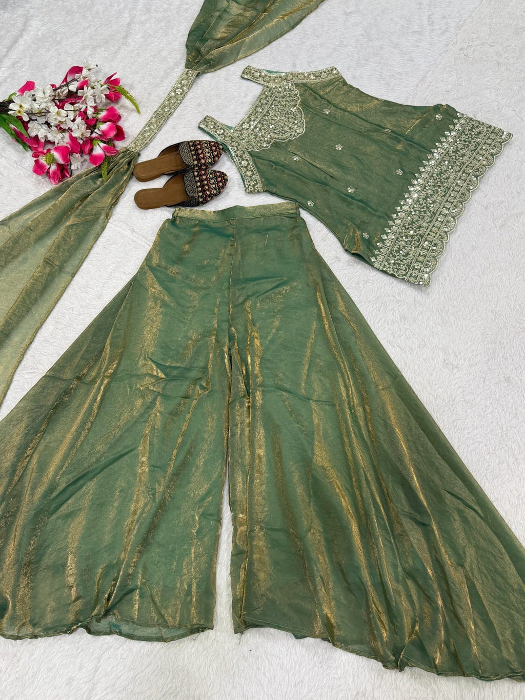 Mumtaz Suit – 3 Piece Designer Sharara Palazzo Set