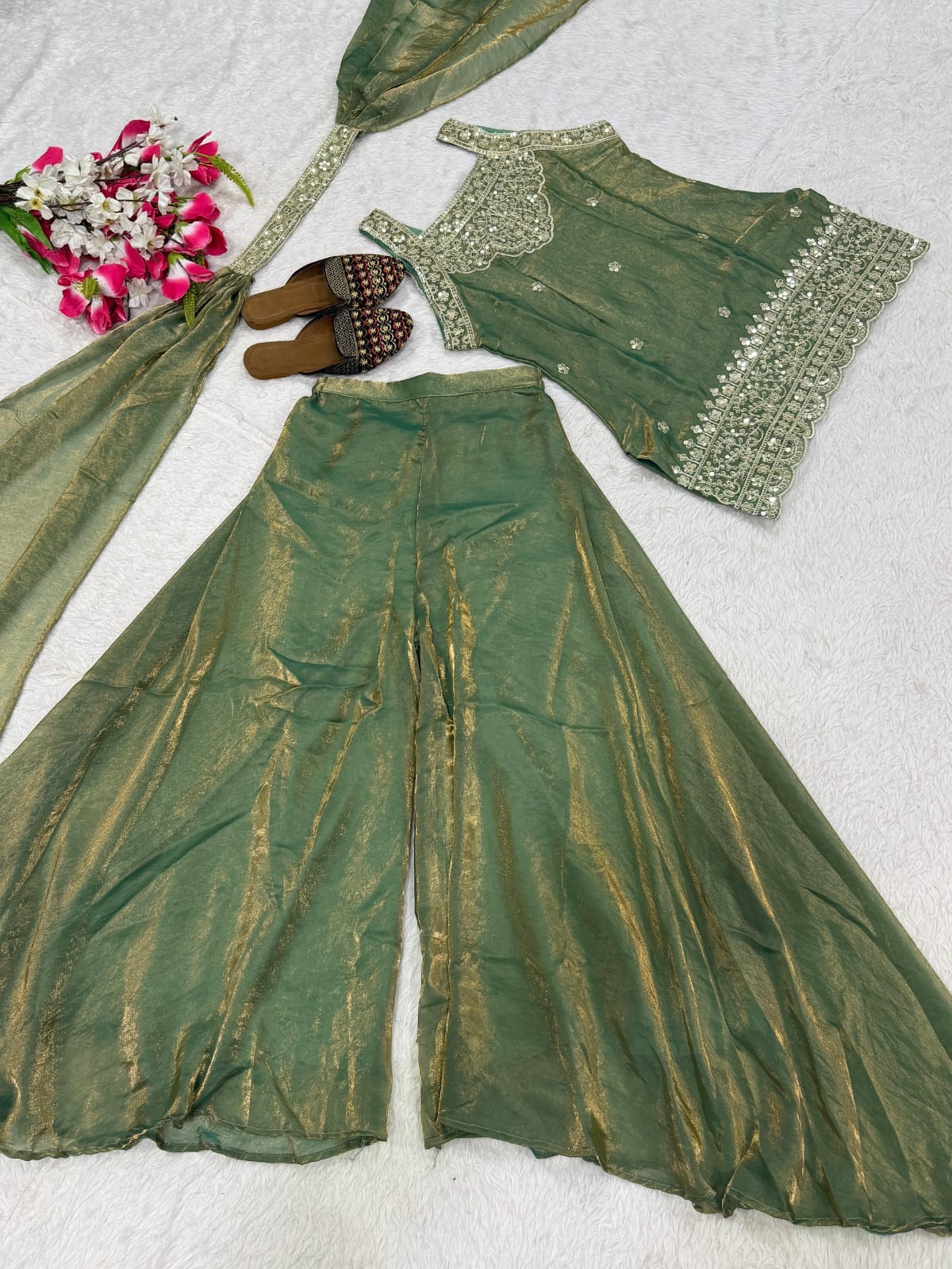 Mumtaz Suit – 3 Piece Designer Sharara Palazzo Set