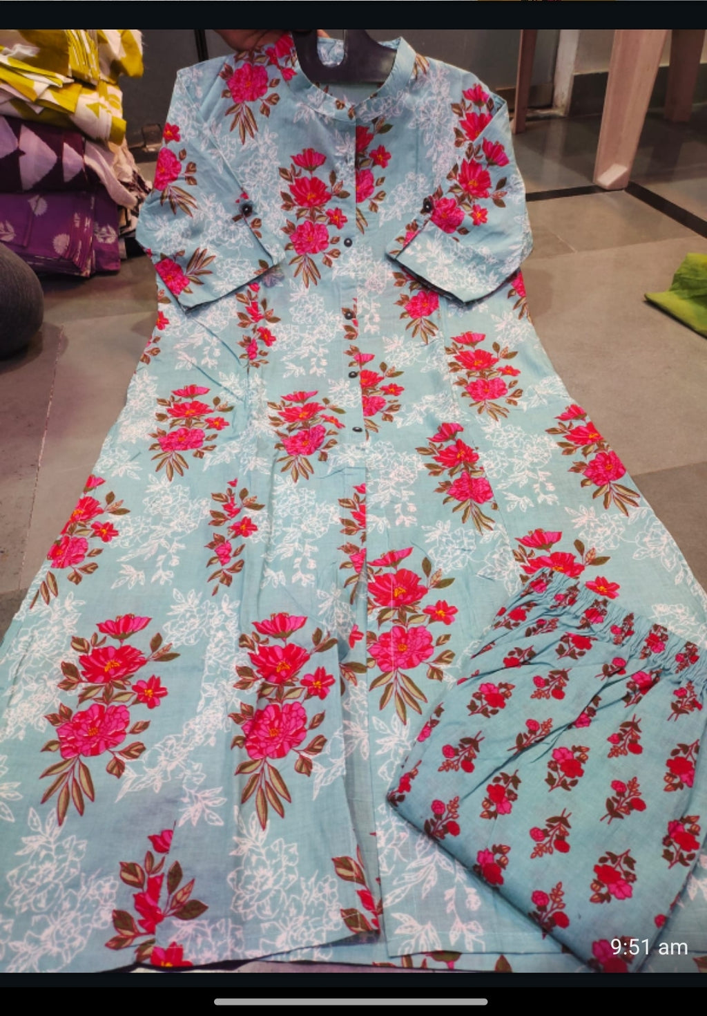 Premium Floral Fine cotton kurti Palazza set*