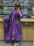 Premium Cotton Anarkali Kurti Set with Dupatta – Festive Collection