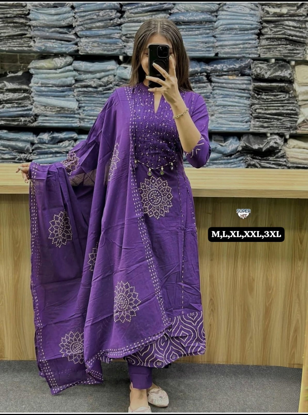 Premium Cotton Anarkali Kurti Set with Dupatta – Festive Collection