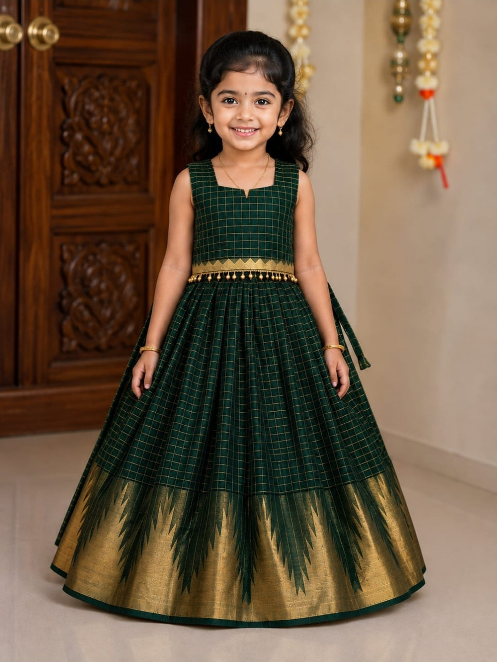 Kids Traditional Festive Pattu Gowns