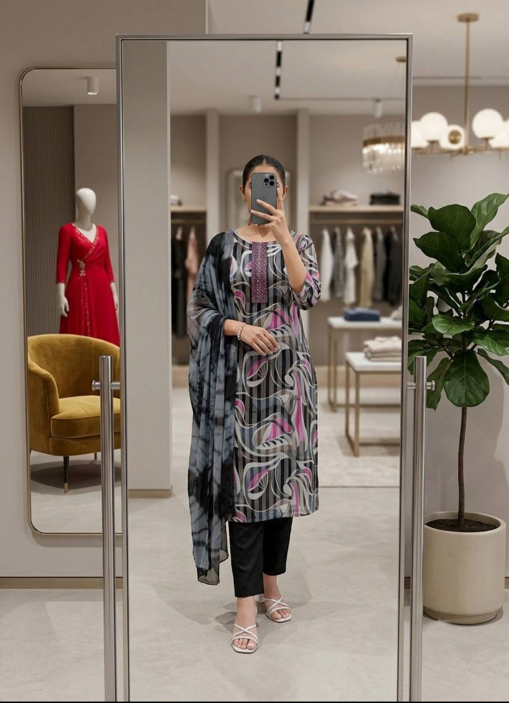 Women’s Floral Printed 3-Piece Kurta Set with Dupatta