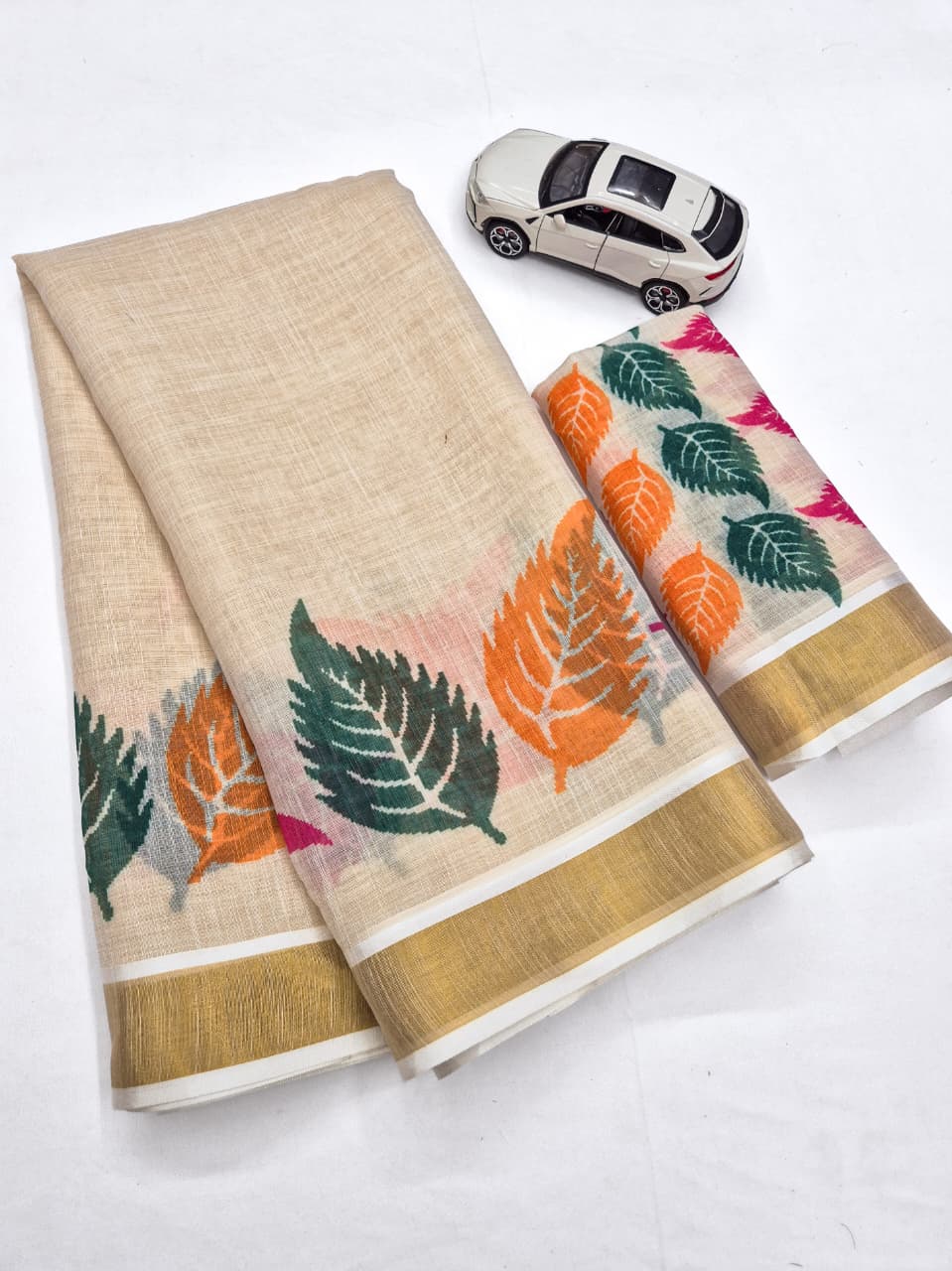 Digital Print Kerala Linen Saree 🥻✨