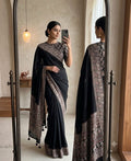 Kajarkha Pure Crape Satin Ajrak Printed Saree