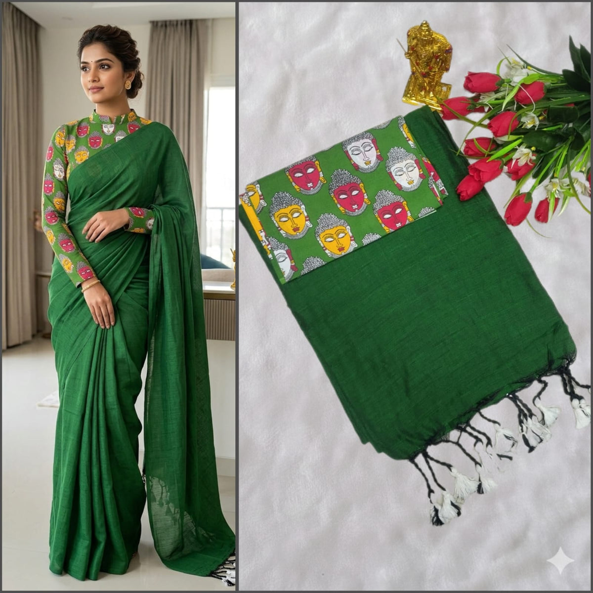 Linen Saree with Designer Blouse