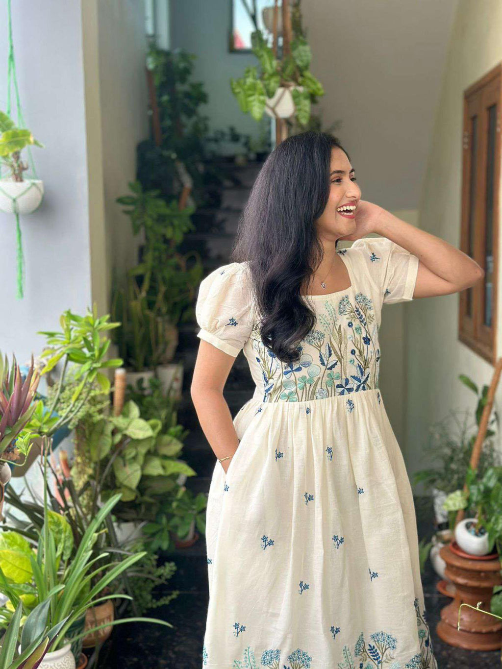 Aarohi Mul Cotton Designer Embroidered Gown