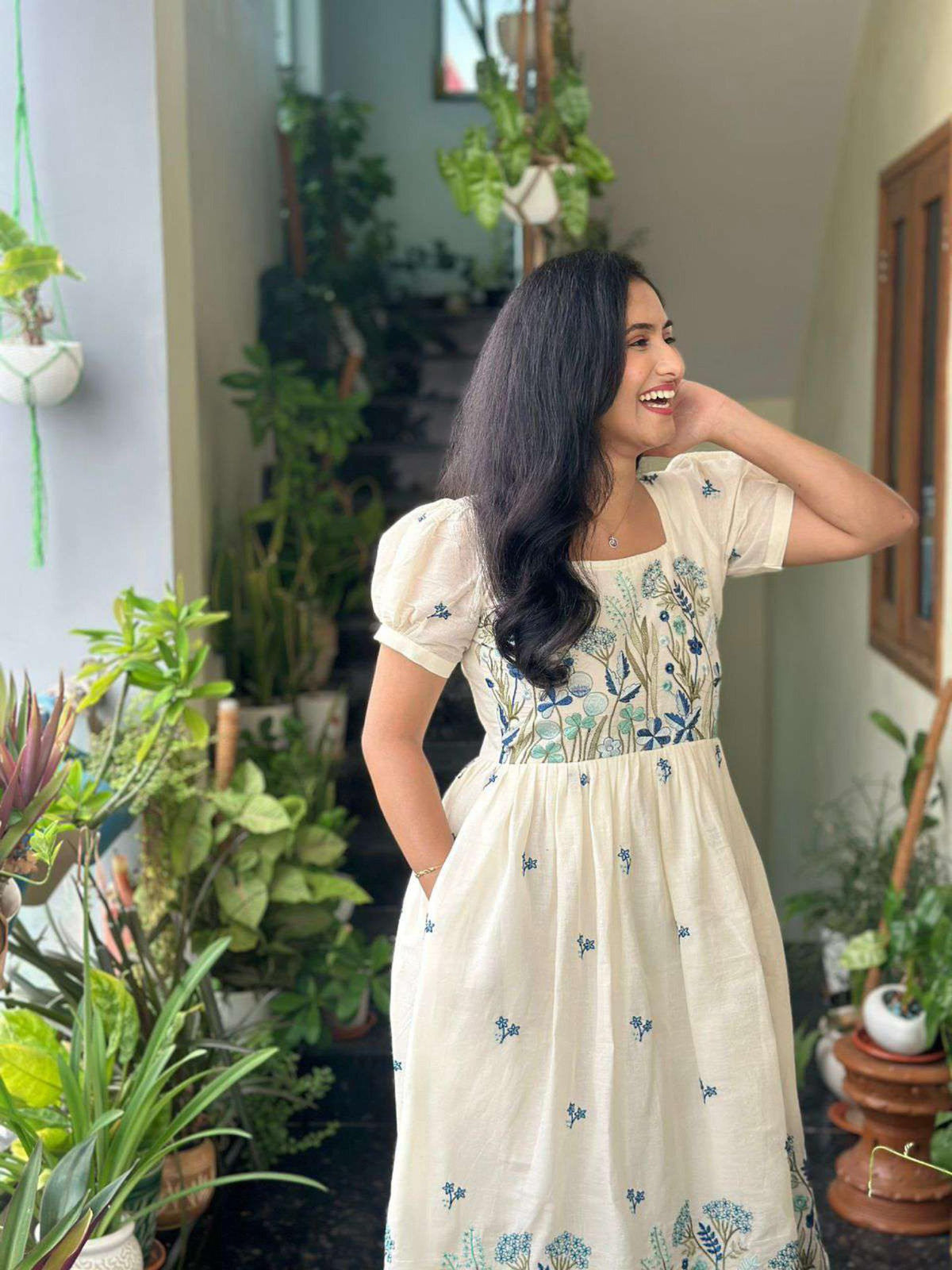 Aarohi Mul Cotton Designer Embroidered Gown
