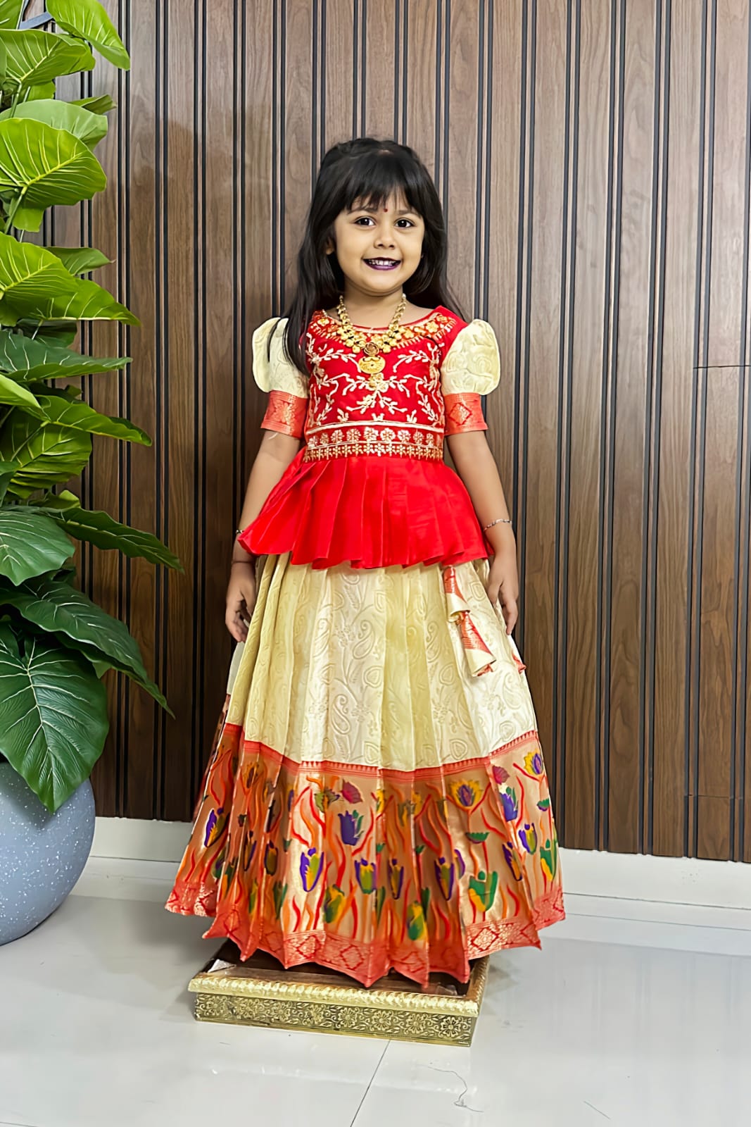 Paithani Kids Lehenga Choli – Silk Zari Weaving with Heavy Paithani Border