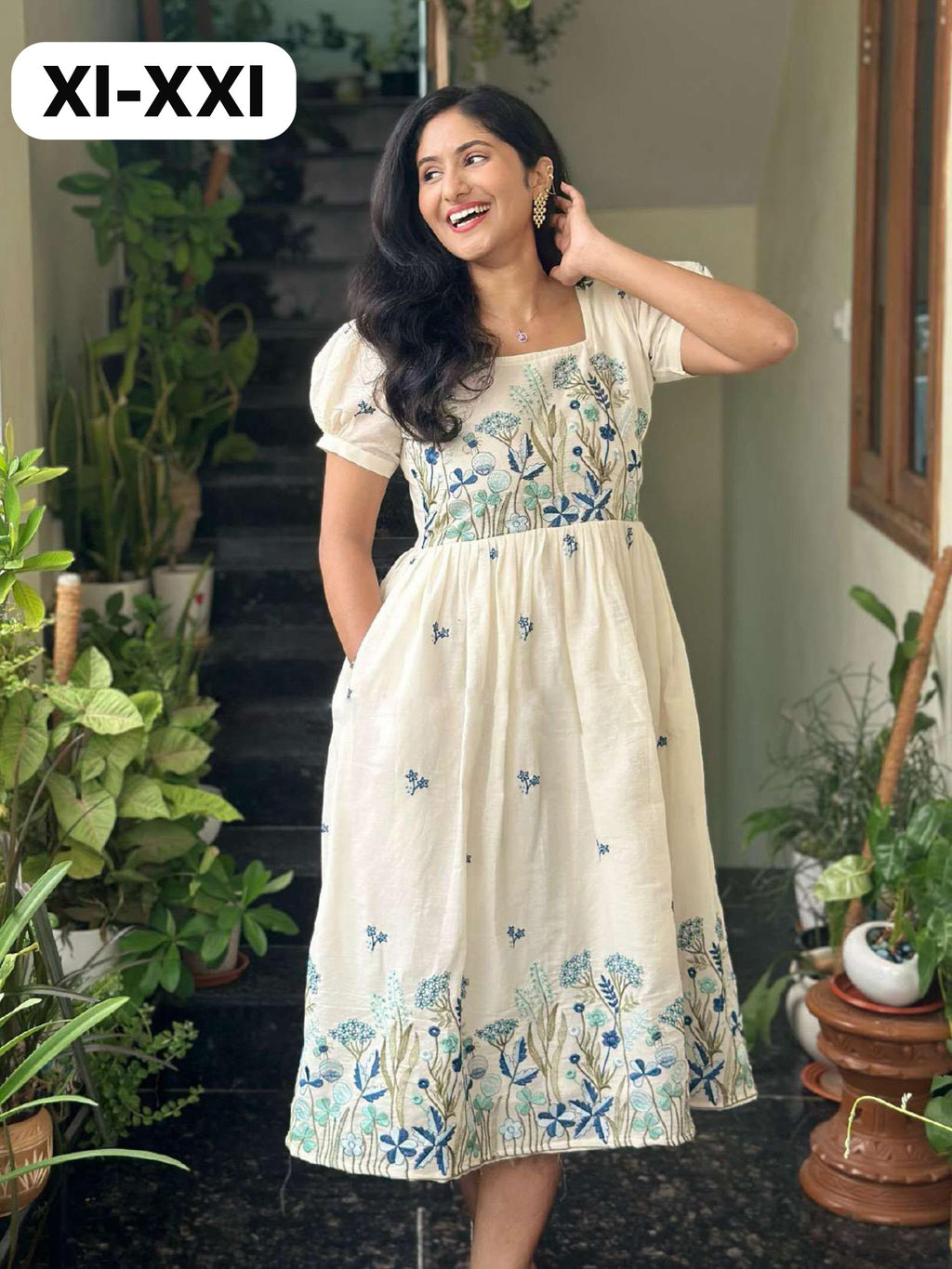 Aarohi Mul Cotton Designer Embroidered Gown