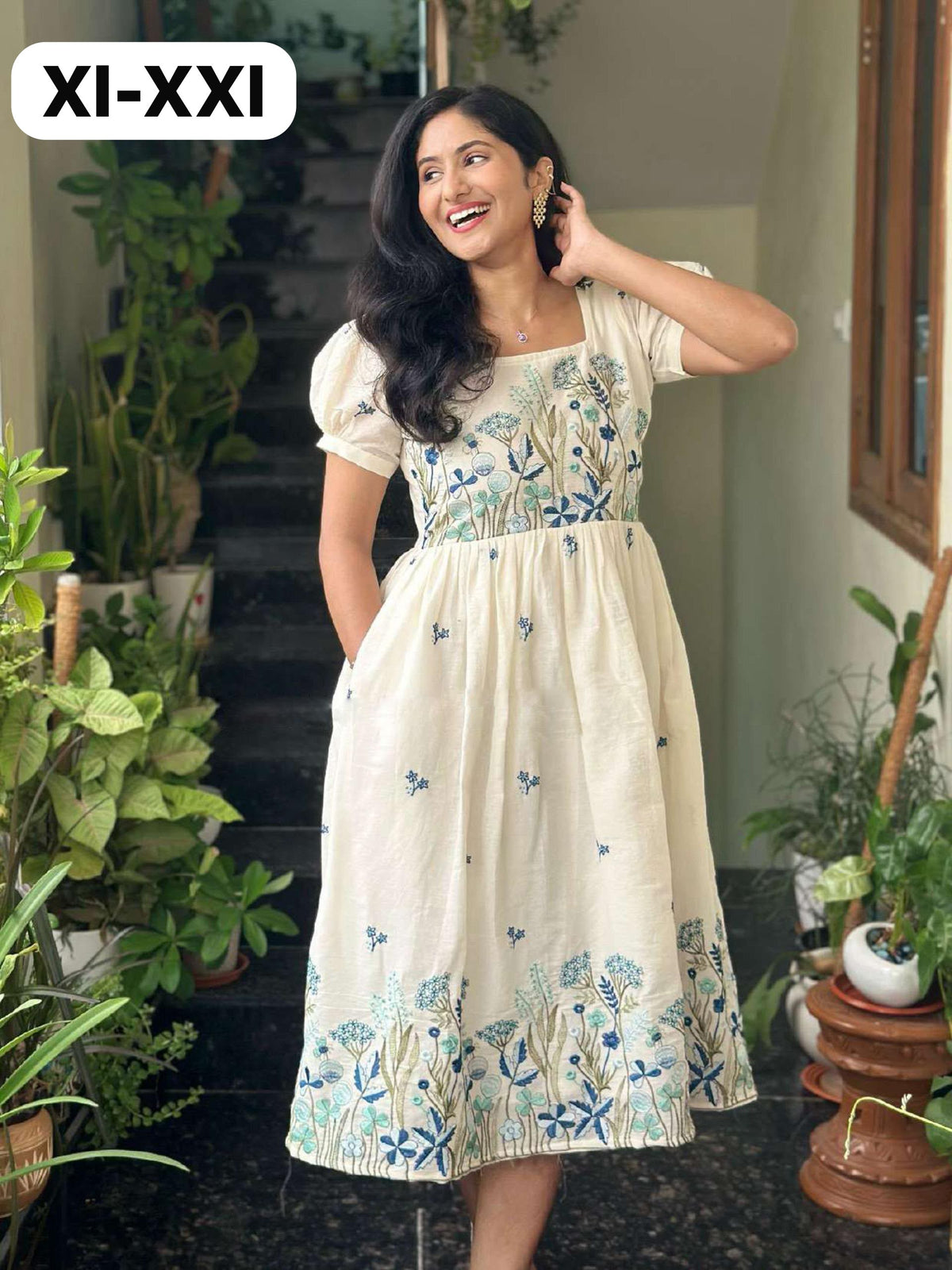 Aarohi Mul Cotton Designer Embroidered Gown