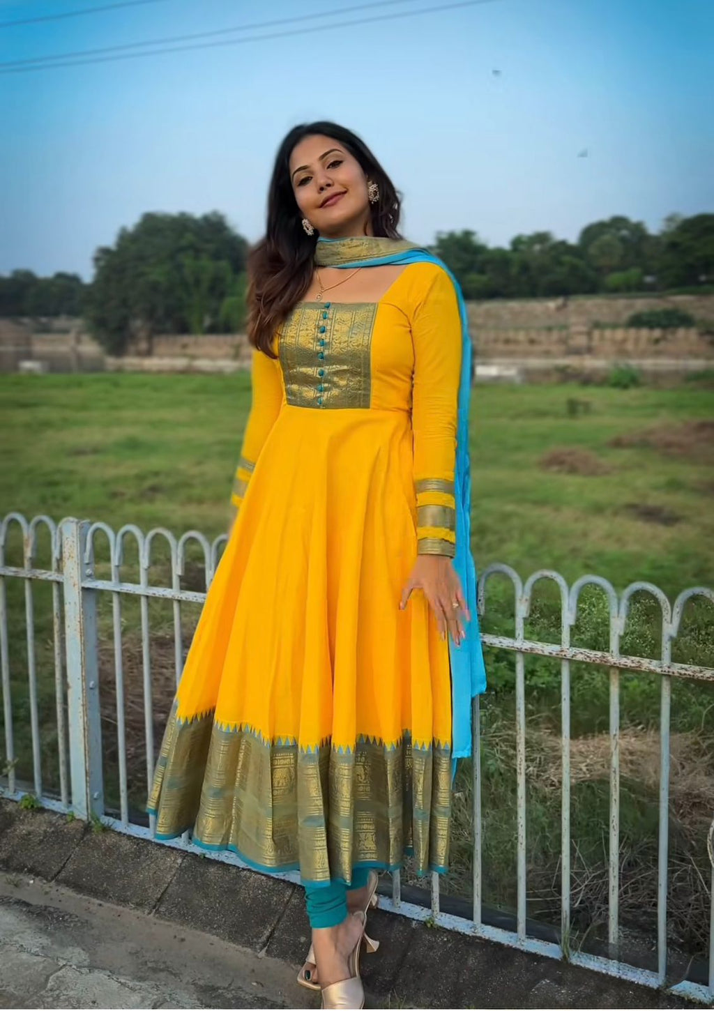 Super Trendy Traditional Chanderi Cotton Dress Set