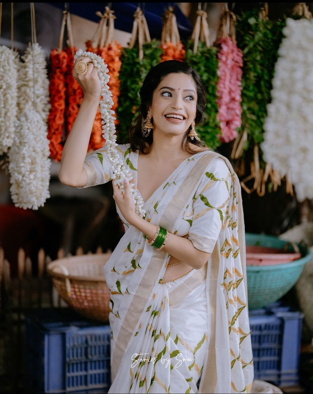 Olive chain cotton saree