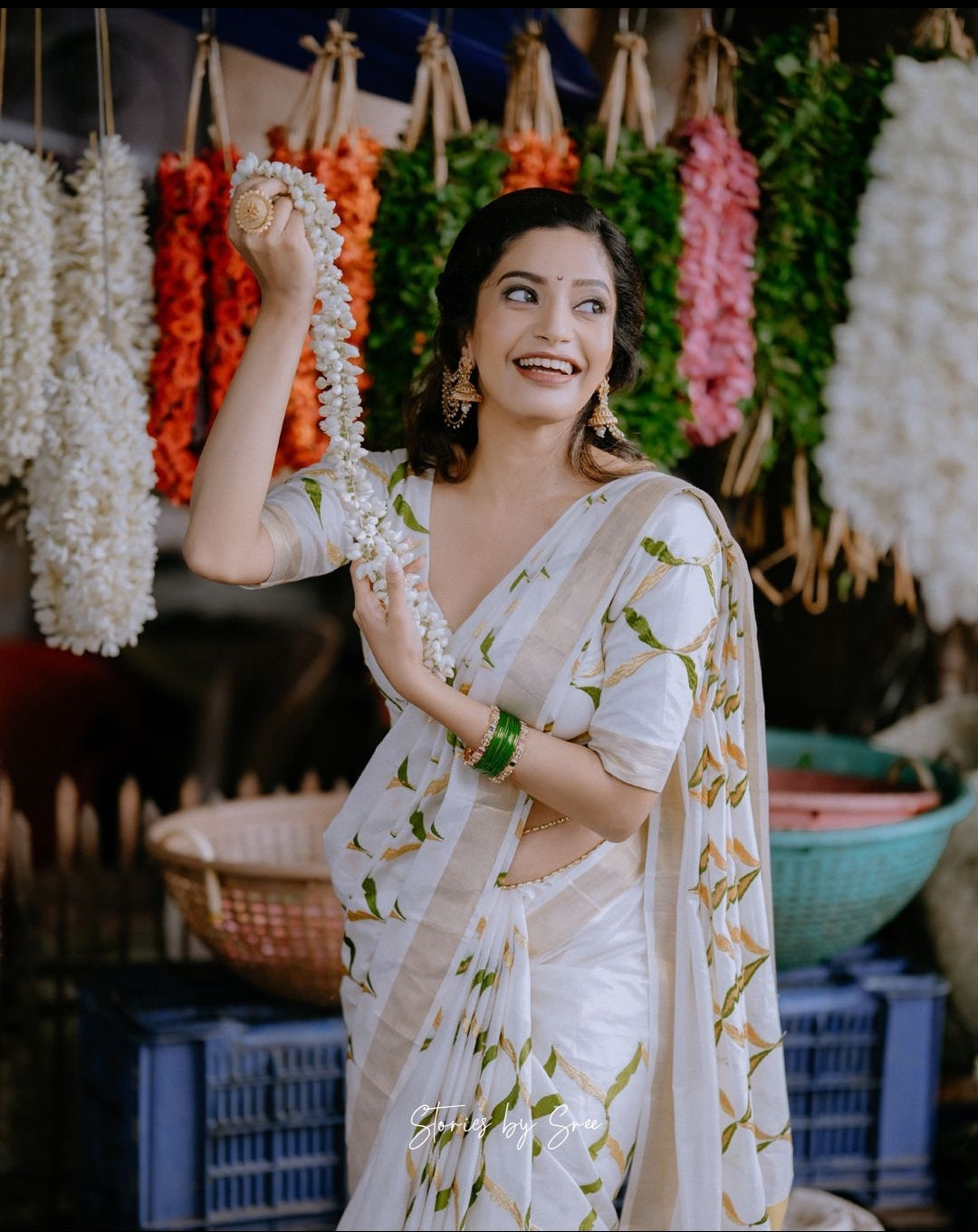 Olive chain cotton saree