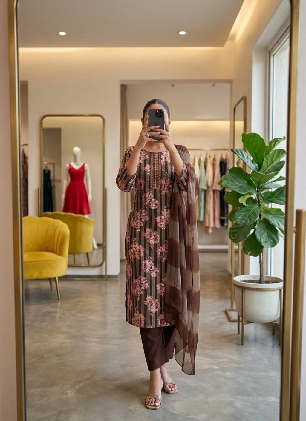 Women’s Floral Printed 3-Piece Kurta Set with Dupatta