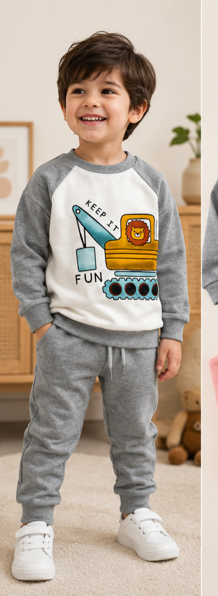 Kids Korean Fancy Winter Sweatshirt Set