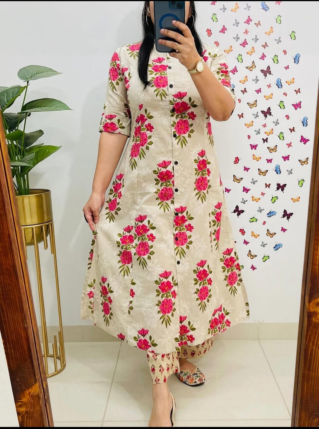 Premium Floral Fine cotton kurti Palazza set*