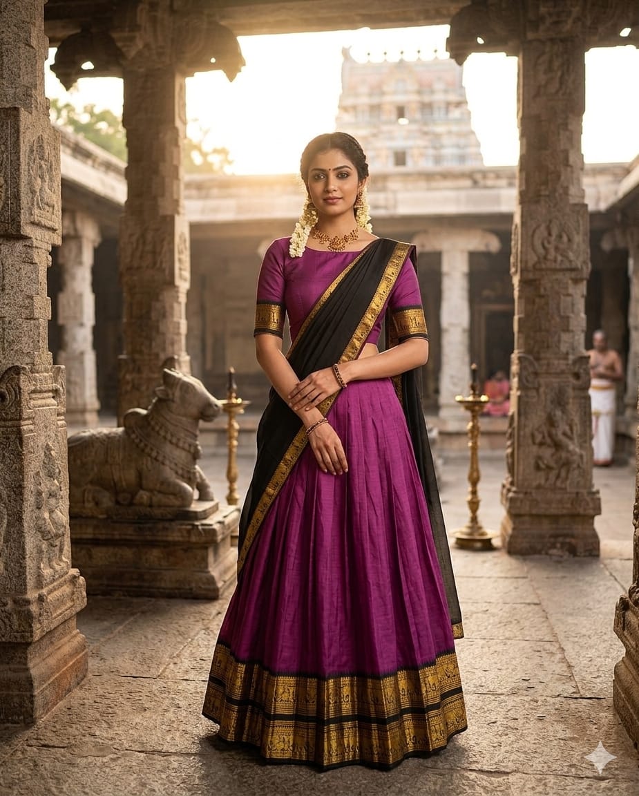 Kanchi Cotton Silk Zari Weaving Lehenga Set