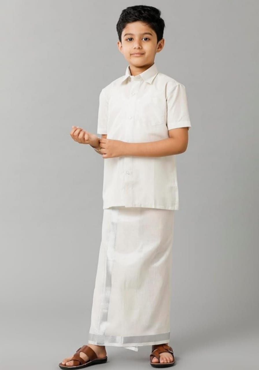 Kids Dhoti Shirt Set – Tissue Silk