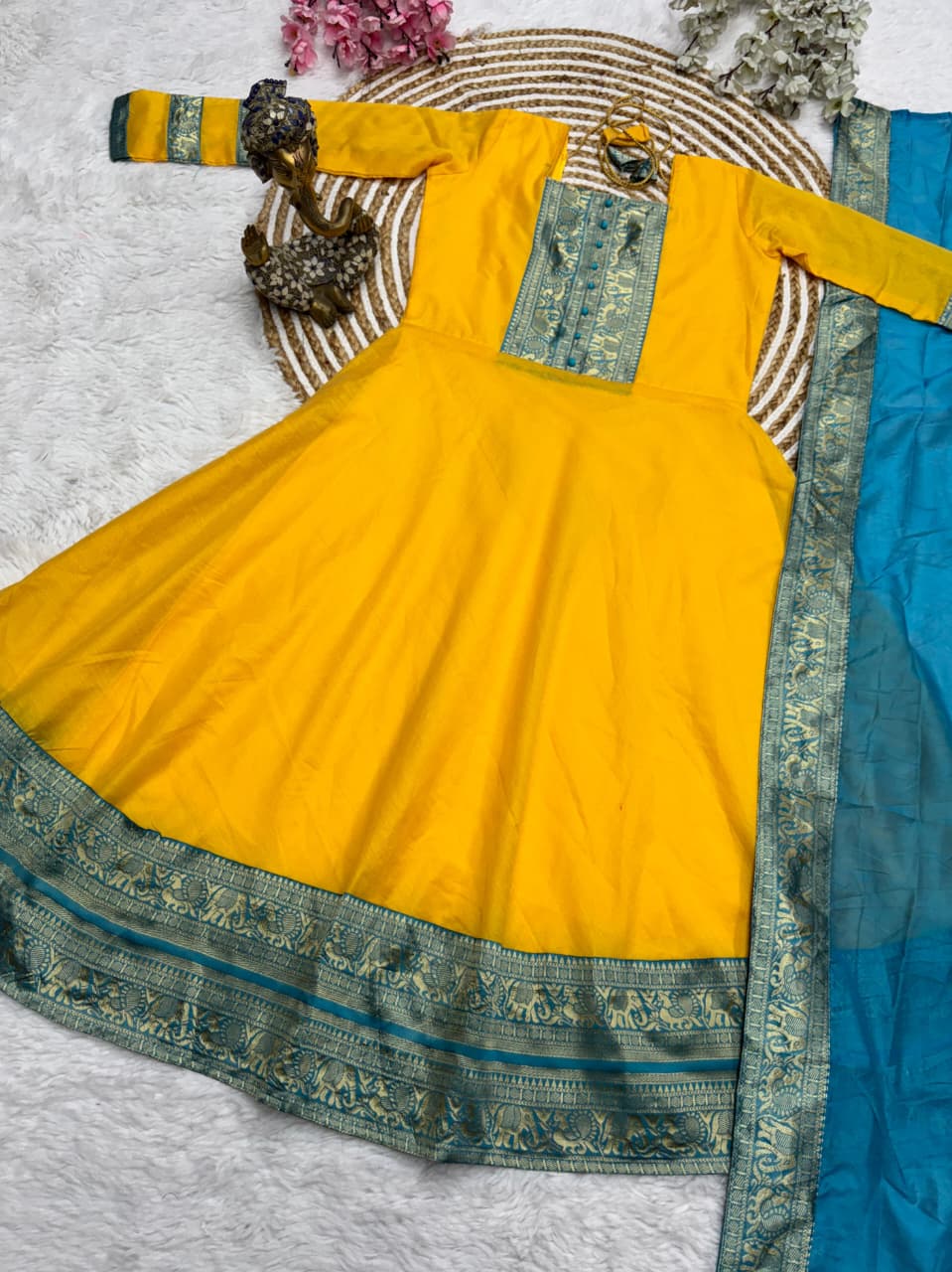 Super Trendy Traditional Chanderi Cotton Dress Set