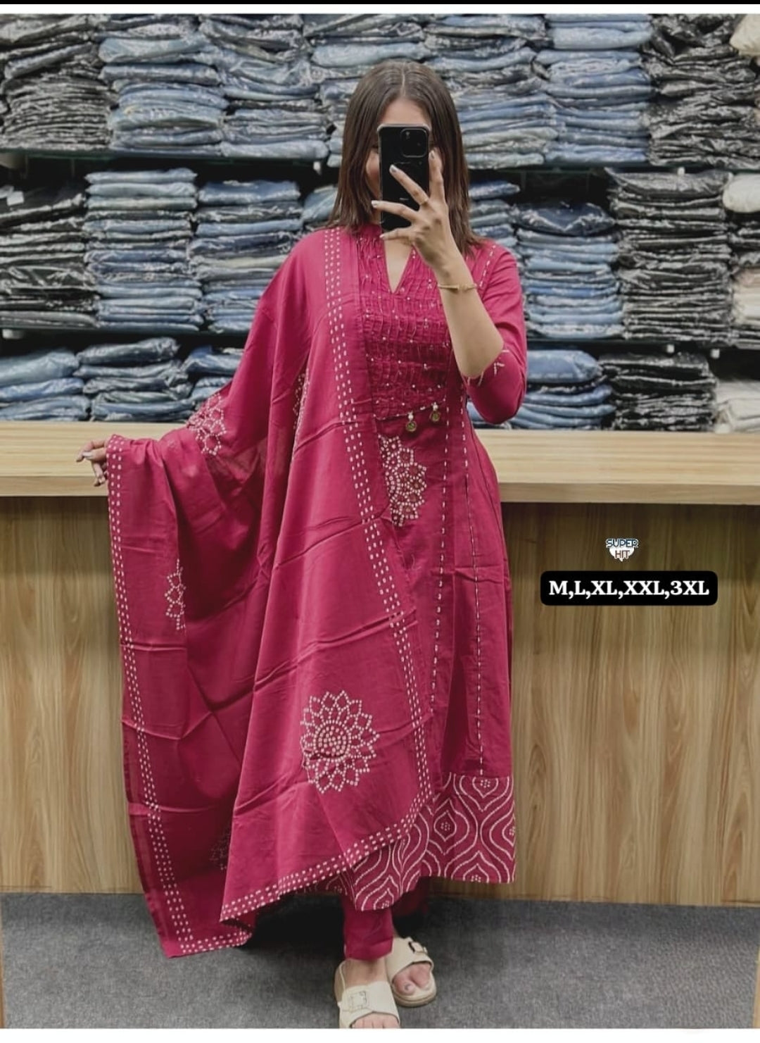 Premium Cotton Anarkali Kurti Set with Dupatta – Festive Collection