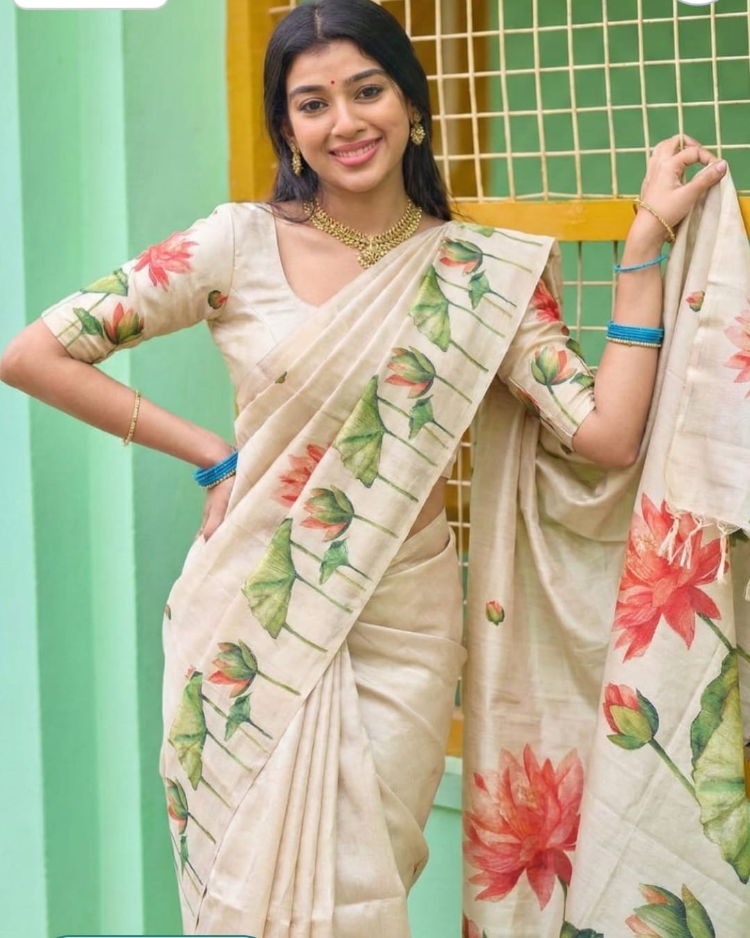 Premium Soft Tissue Silk Saree – Floral Digital Print