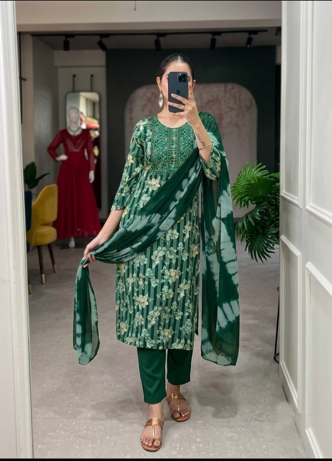 Women’s Floral Printed 3-Piece Kurta Set with Dupatta